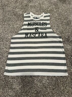 Chin Up Apparel Women’s Striped Tank - White & Gray Medium
